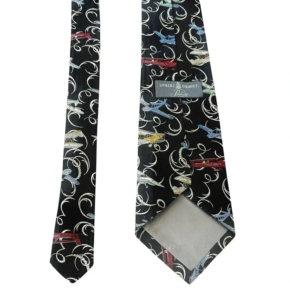 Vintage Robert Talbot Peabody LTD Silk Tie Airplanes Aviation Novelty Luxury